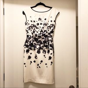 [SOLD] St. John White Floral Silk Dress